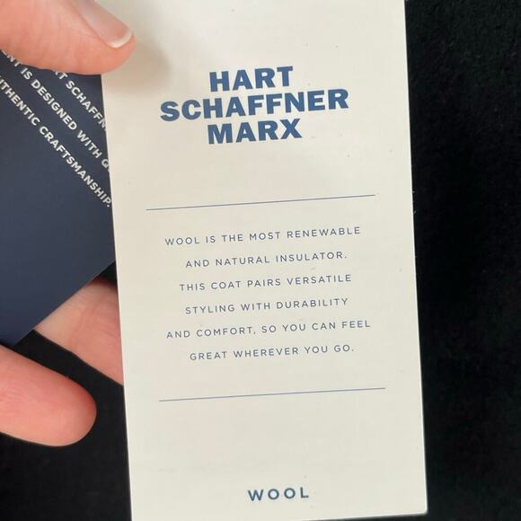 Hart Schaffner Marx Men's Wool/Cashmere Black Overcoat Size 48L. NEW - Picture 11 of 13